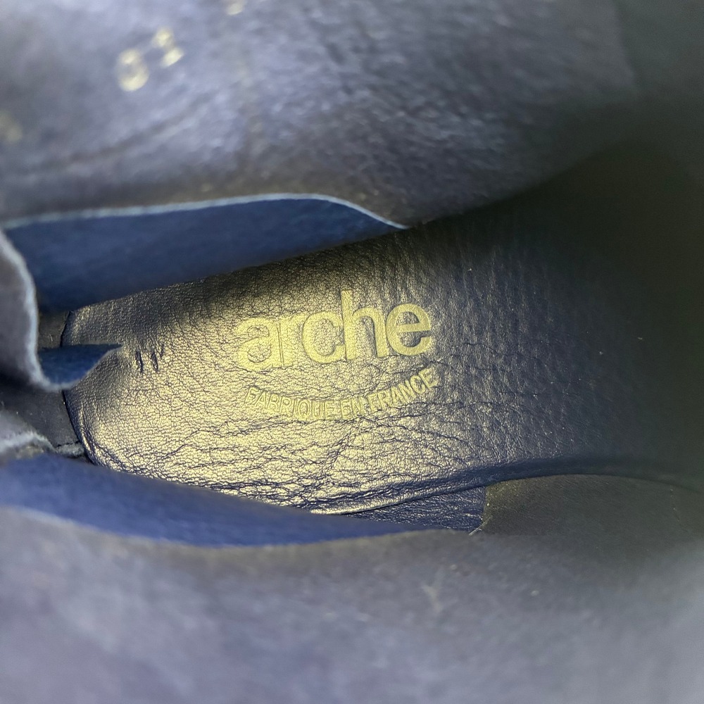 Arche Blue Pebbled Leather Ankle Boots Rear Zip Made in France Womens 36 - Picture 7 of 9